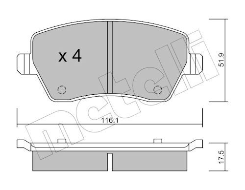 Metelli 2204850 Колодки гальмівні (передні) Renault Dokker/Duster/Zoe 11-/Kangoo 08-/Clio/Nissan Not