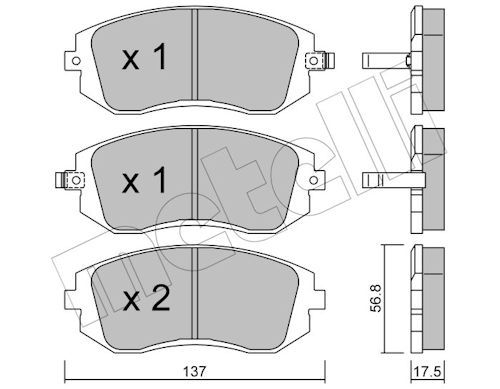 Metelli 2205000 Колодки гальмівні (передні) Subaru Forester 02-/Impreza 00-/Legacy 03-14/Outback 03-