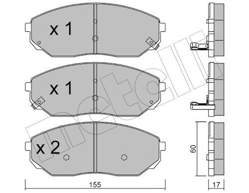 Metelli 2205150 Колодки гальмівні (передні) Kia Sorento I 02-