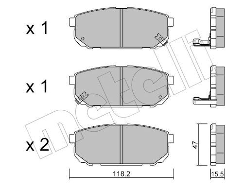 Metelli 2205160 Колодки гальмівні (задні) Kia Sorento I 02-