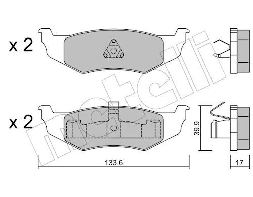 Metelli 2205220 Колодки гальмівні (задні) Chrysler 300M/Neon/Sebring 98-07