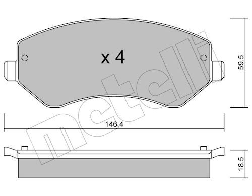 Metelli 2205240 Колодки гальмівні (передні) Jeep Cherokee 01-08/Chrysler Voyager IV 00-08