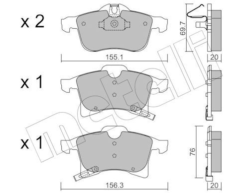 Metelli 2205390 Колодки гальмівні (передні) Opel Astra H 04-/Combo 01-/Corsa C/D/E 03-/Meriva A/B 03