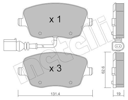 Metelli 2205471 Колодки гальмівні (передні) Seat Ibiza/VW Polo 01-09/Skoda Fabia 99-14/Roomster 06-1