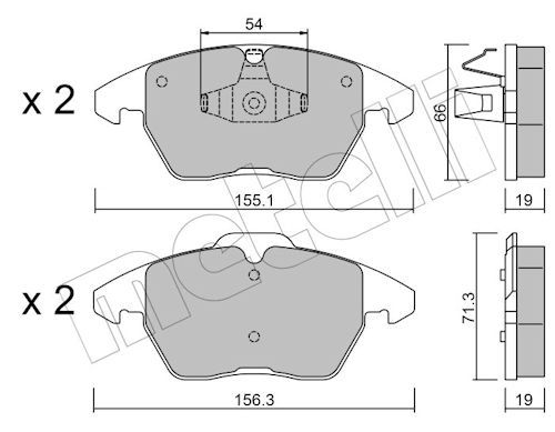 Metelli 2205481 Колодки гальмівні (передні) Citroen C4 04-11/Peugeot 207/308 07-14/208 12-/307 03-09