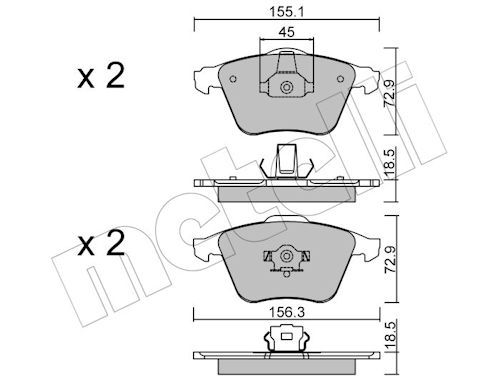 Metelli 2205493 Колодки гальмівні (передні) Ford Focus/Mazda 3/Volvo C30/C70/S40/V50/Opel Vectra C 0