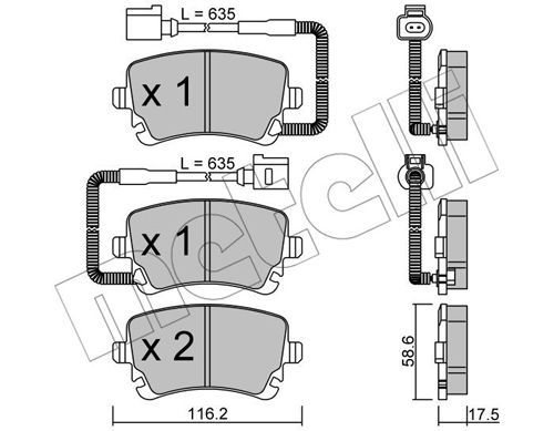 Metelli 2205541 Колодки гальмівні (задні) VW Phaeton 02-16 (з датчиком)