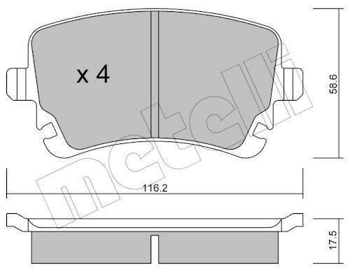 Metelli 2205542 Колодки гальмівні (задні) VW T5/T6 2.0 TDI 03-