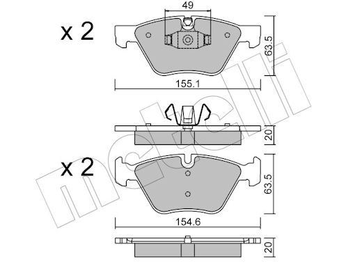 Metelli 2205575 Колодки гальмівні (передні) BMW 1 (E81/E87) 04-12/3 (E90-E93) 05-13/X1 (E84) 11-15