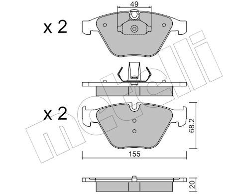 Metelli 2205589 Колодки гальмівні (передні) BMW 3 (E90) 07-13/5 (E60/E61)/6 (E63/E64) 03-10/7 (E65/E