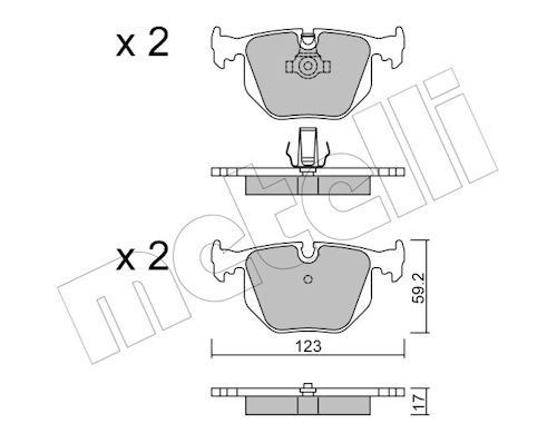 Metelli 2205600 Колодки гальмівні (задні) BMW 3 (E46)/5 (E39) 98-07/7 (E38) 94-01/X3 (E83) 04-11/X5