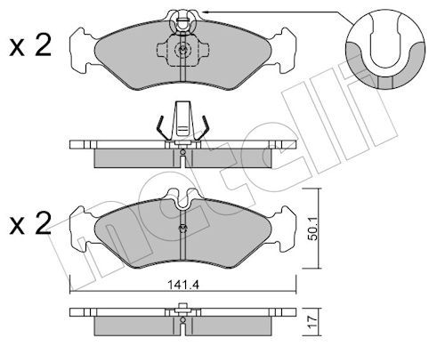 Metelli 2205710 Колодки гальмівні (задні) MB Sprinter 208-216 95-06/VW LT 96-06 (мала)
