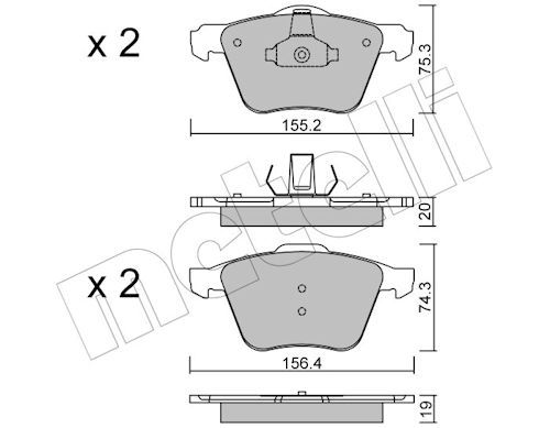 Metelli 2205991 Колодки гальмівні (передні) Ford Galaxy/Mondeo IV/S-Max 07-15/Volvo S60/S80/V60/V70/