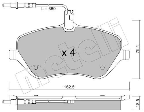 Metelli 2206010 Колодки гальмівні (передні) Citroen C5 08-/C6 05-12/Peugeot 407 04-10/607 00-11 (+да