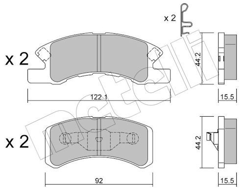 Metelli 2206050 Колодки гальмівні (передні) Daihatsu Cuore 1.0 03-/Mitsubishi Mirage 1.0/1.2 12-