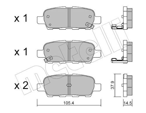 Metelli 2206120 Колодки гальмівні (задні) Renault Koleos/Nissan Juke/Leaf 10-/Qashqai 07-13/X-Trail