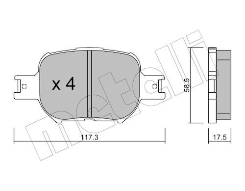Metelli 2206140 Колодки гальмівні (передні) Toyota Corolla 01-07/Matrix 02-04/Celica 99-05