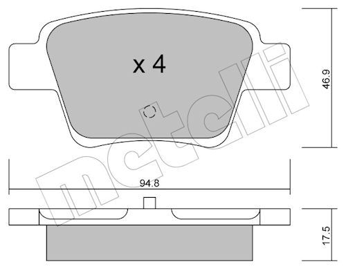 Metelli 2206390 Колодки гальмівні (задні) Citroen C4 04-11/Peugeot 207 06-13/307 00-12