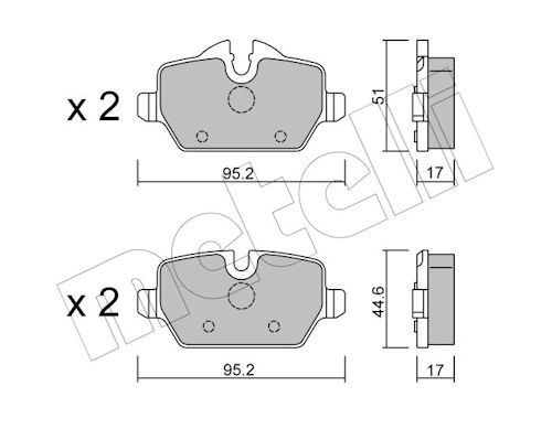Metelli 2206410 Колодки гальмівні (задні) BMW 1 (E81/E82/E87)/3 (E90/E91/E92/E93) 04-13