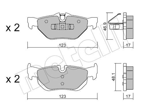 Metelli 2206420 Колодки гальмівні (задні) BMW 1 (E81-82/E87-88)/3 (E90-93) 04-13/X1 (E84) 09-15