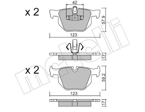 Metelli 2206430 Колодки гальмівні (задні) BMW 3 (E90/E91/E92/E93) 04-13/X1 (E84) 09-15