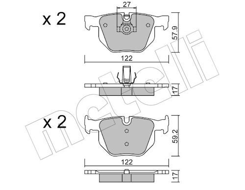 Metelli 2206440 Колодки гальмівні (задні) BMW 5 (E60/E61) 02-10/6 (E63/E64) 04-10