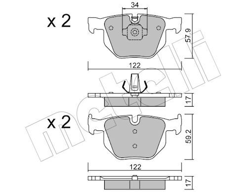 Metelli 2206444 Колодки гальмівні (задні) BMW X5 (E70) 06-13/(F15/F85) 13-18/X6 (E71/E72) 08-14/(F16