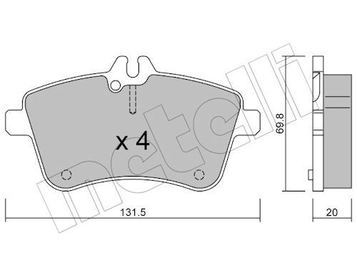 Metelli 2206470 Колодки гальмівні (передні) MB A-class (W169)/B-class (W245) 04-12 (Bosch)