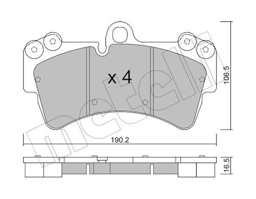 Metelli 2206540 Колодки гальмівні (передні) Audi Q7 06-15/Porsche Cayenne/VW Touareg 02-10