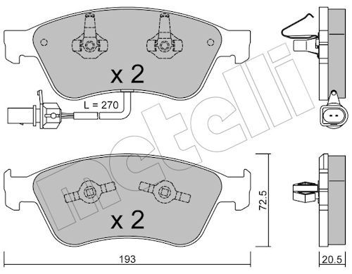 Metelli 2206620 Колодки гальмівні (передні) Audi A6 06-11/A8 02-10/VW Phaeton 02-16 (+датчики)