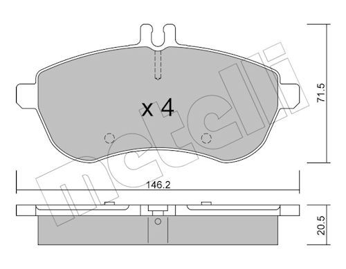Metelli 2206650 Колодки гальмівні (передні) MB C-class (W204/W205) 07-/E-class (W212) 09-16/SLK (R17