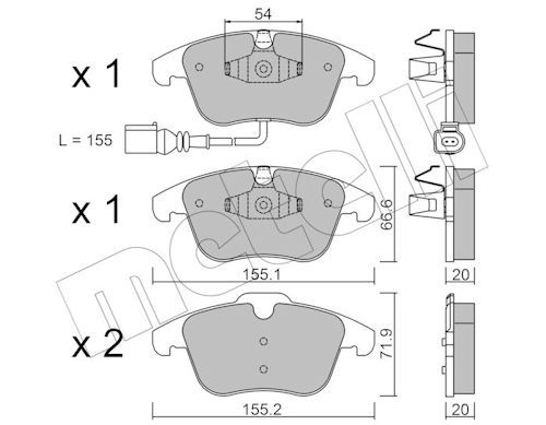 Metelli 2206751 Колодки гальмівні (передні) Audi Q3 11-18/VW Passat B8 14-/Tiguan 07-/Sharan 10- (+д