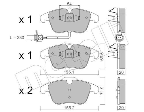 Metelli 2206752 Колодки гальмівні (передні) Audi A4 07-18/Audi A5 07-/Audi Q5 12-17 (+датчик)