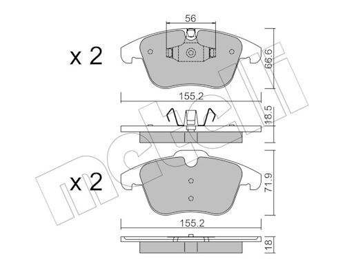 Metelli 2206755 Колодки гальмівні (передні) Citroen C5 08-/Peugeot 407 04-/508 10-18