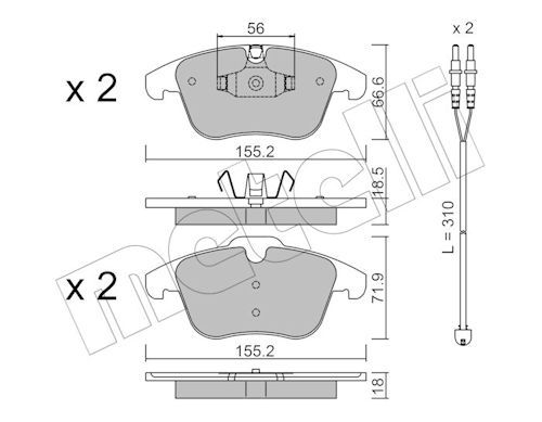 Metelli 2206755K Колодки гальмівні (передні) Citroen C5/Peugeot 508 08- (з датчиками)