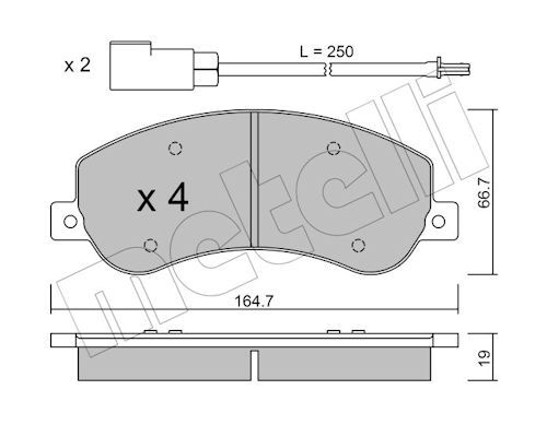 Metelli 2206800 Колодки гальмівні (передні) Ford Transit 06-14/Transit Connect 06-13 (RWD) (+датчики
