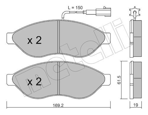 Metelli 2207081 Колодки гальмівні (передні) Citroen Jumper/Fiat Ducato/Peugeot Boxer 06- (+датчики)