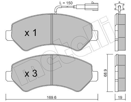 Metelli 2207090 Колодки гальмівні (передні) Citroen Jumper/Fiat Ducato/Peugeot Boxer 06- R16 (+датчи