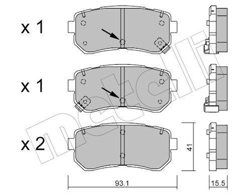 Metelli 2207251 Колодки гальмівні (задні) Hyundai Kona/Kia Picanto 11-