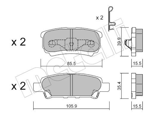 Metelli 2207370 Колодки гальмівні (задні) Mitsubishi Outlander/Lancer 03-/Jeep Compass/Patriot/Dodge