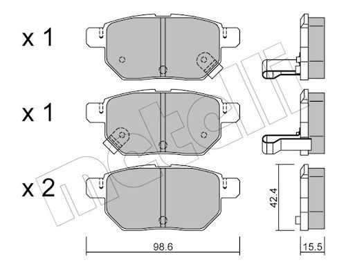 Metelli 2207460 Колодки гальмівні (задні) Toyota Corolla/Auris 06-14/IQ/Urban Cruiser 09-15/Prius 12