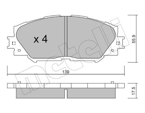 Metelli 2207470 Колодки гальмівні (передні) Toyota Corolla 01-18/Auris 07-12/Rav4 III 05-/Yaris/Priu
