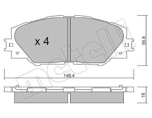 Metelli 2207480 Колодки гальмівні (передні) Toyota Auris 10-18/Prius 08-/Rav4 III/IV 06-