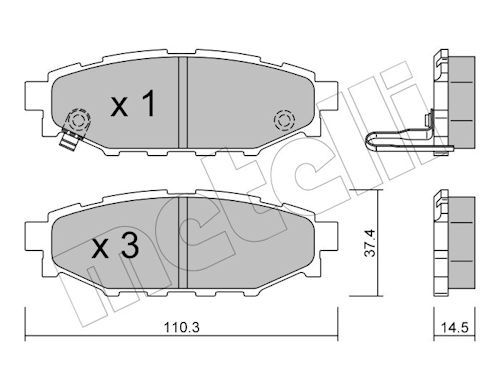 Metelli 2207640 Колодки гальмівні (задні) Subaru Forester/Impreza 08-/Legacy 03-14/Outback 03-/Toyot
