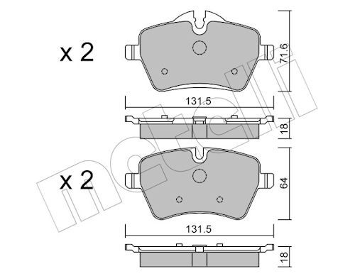 Metelli 2207680 Колодки гальмівні (передні) Mini (R50/R53/R52/R56/R57/R58/R59) 01-16