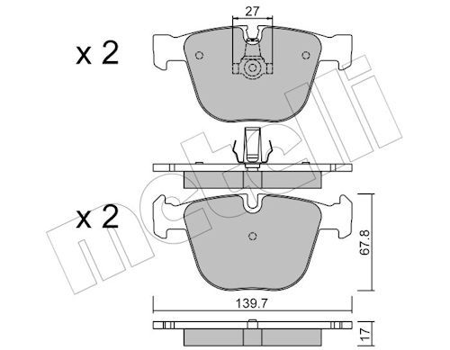 Metelli 2207739 Колодки гальмівні (задні) BMW X5 (E70/F15)/X6 (E71/F16) 06-