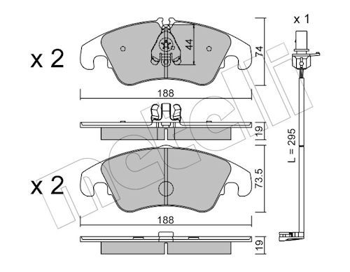 Metelli 2207750K Колодки гальмівні (передні) Audi A4 07-18/A5 07-/Q5 13-17 (+датчик)
