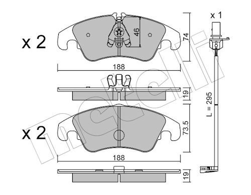 Metelli 2207754K Колодки гальмівні (передні) Audi A6/A7/Q5 08-(з датчиком)