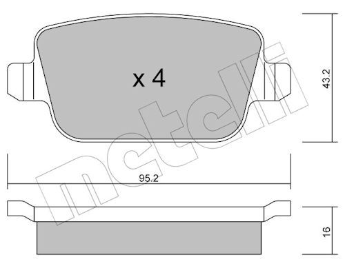 Metelli 2207800 Колодки гальмівні (задні) Ford Focus/Galaxy/Mondeo/S-Max/Kuga 05-15