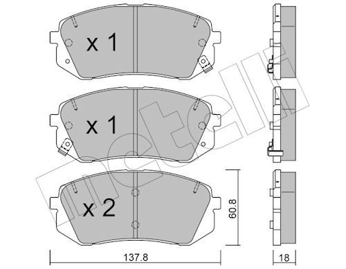Metelli 2207831 Колодки гальмівні (передні) Hyundai i30/Kona/Kia Pro Ceed/Soul 14-